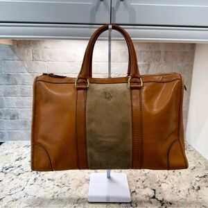 Dior EUC Vintage Tan Leather & Light Brown Suede Boston Satchel